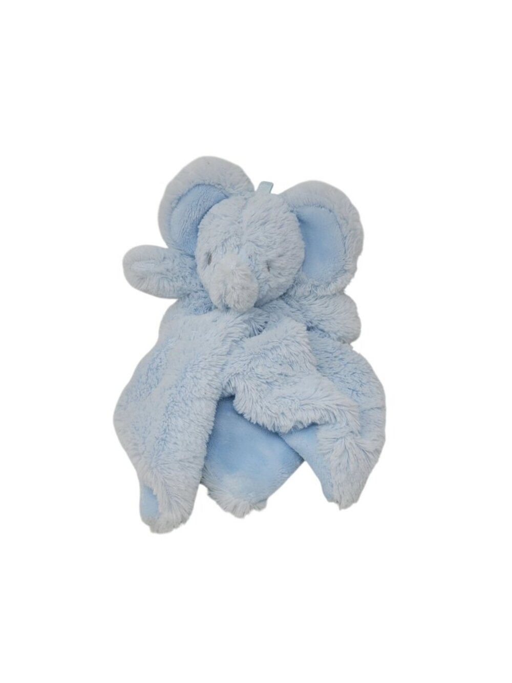 Oobles Blue Plush Elephant Security Blanket Rattle Lovey Soft Toy Baby 14" Fuzzy